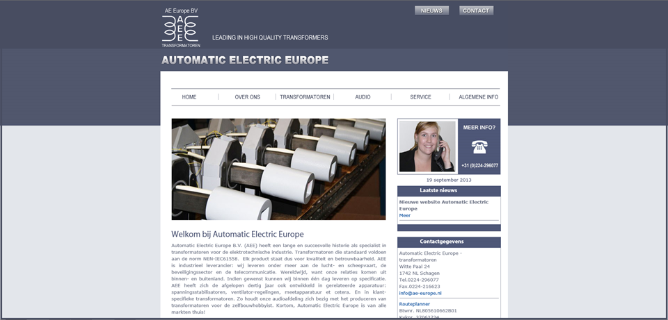 Naast een website maakt AE Europe uit Schagen ook gebruik van een webshop gemaakt door Codesign